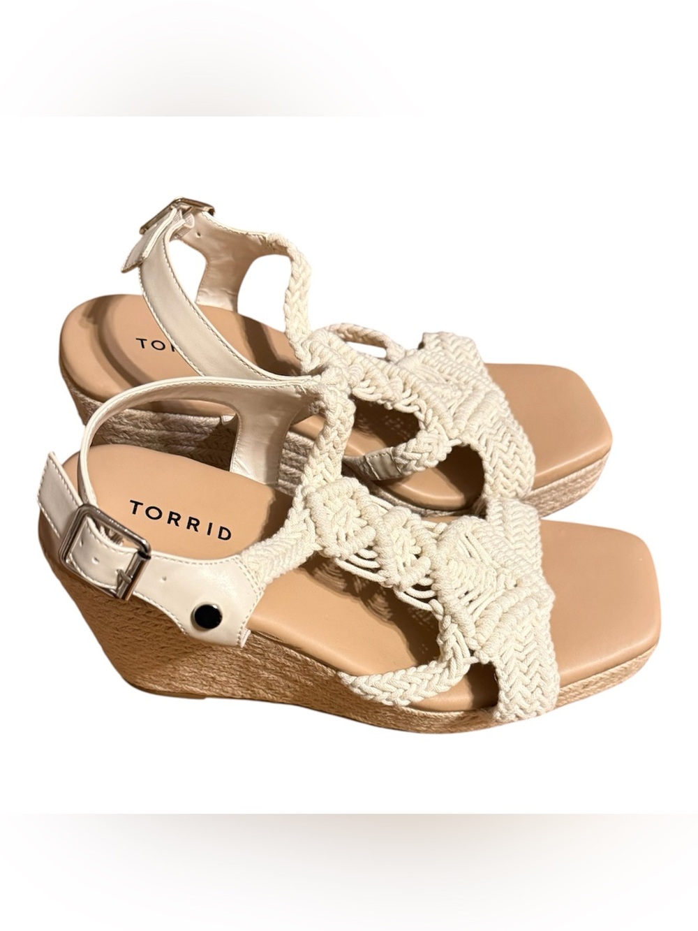 Torrid Macrame Cream Braided Espadrille Wedge Sandals Sz 11 WW